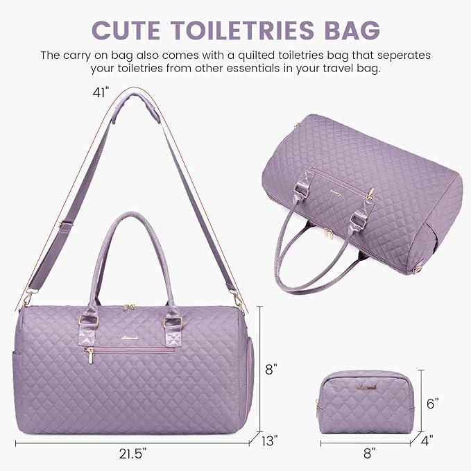 LOVEVOOK Travel Duffle Bag, Weekender Bag for Women with Toiletry Bag, Carry on Overnight Bag with Shoe Compartment, Gym Duffel Bag with Wet Pocket, Mommy Hospital Bags for Labor and Delivery