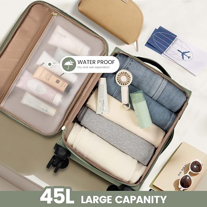 LOVEVOOK Carry On Luggage 22x14x9 Airline Approved,20 Inch Carry-on Suitcase for Women,Softside Suitcases with Wheels,Rolling Checked Luggage with TSA Lock,Lightweight Travel