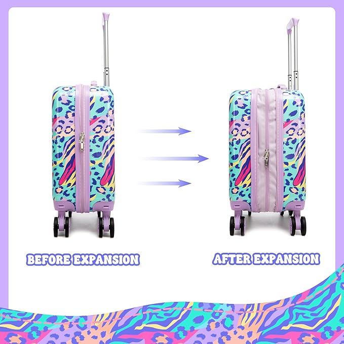 Kids Carry on Luggage Sets 2 Piece Rolling Suitcases for Girls Women with Wheels Suitcase with Travel Pillow Airplane Approved