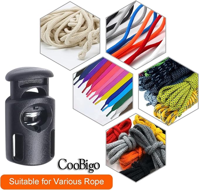 20 PCS Plastic Spring Cord Locks, Paracord Toggle Stopper Clasps for Drawstring Sweatpants Hat Hoodie String Clip Elastic Shoeslace Lock Swim Goggles Replacement Accessories