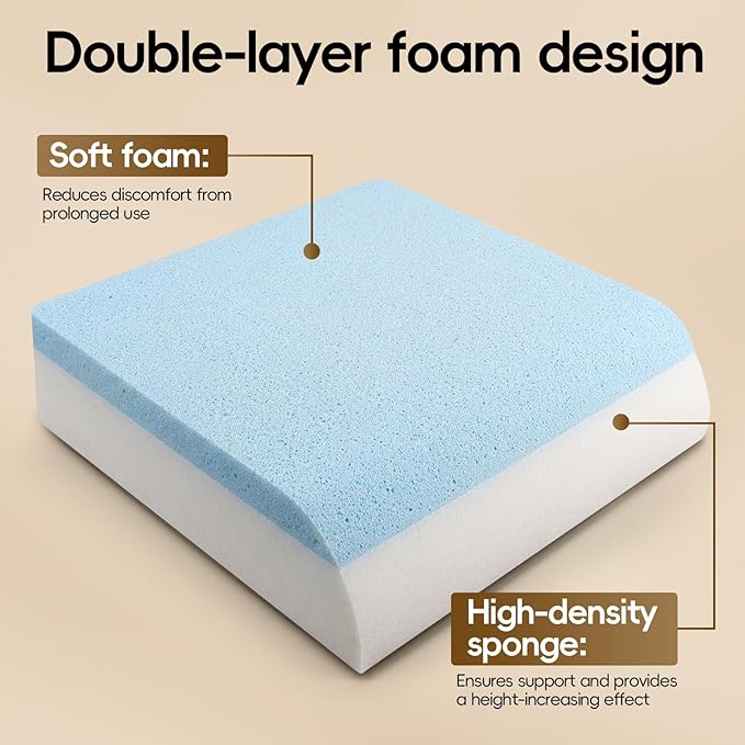 Chair Cushion for Elderly – 4" Thick Booster Seat Cushion for Easy Rise, Dual-Layer Foam Seat Cushion for Wheelchair, Office Chair, Couch & Car (18"x16")