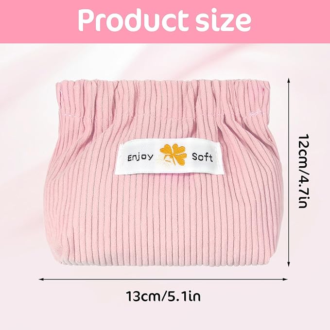 JIEYAO 6Pcs Corduroy Makeup Bags, Elastic Hair Tie Organizer Multicolor Storage Bag Daily Travel Organizer Bag Travel Makeup Pouch Portable Cosmetic Accessories Storage Multipurpose Pouches for Women