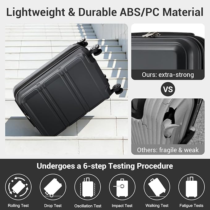 Kono Carry On Luggage 22x14x9 Airline Approved with Spinner Wheels,Lightweight PC+ABS 20 Inch Luggage with TSA Lock,Expandable Hard Shell Carry On Suitcases for Men Women,Grey