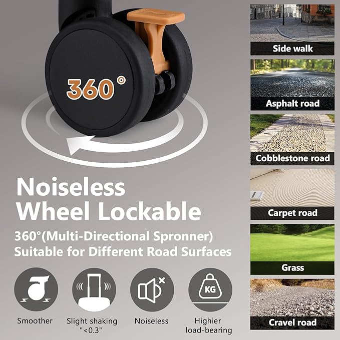 Joyway 20in Carry On Luggage with Cup Holder and USB Port, 25% Expandable Capacity, Smart Suitcase Set with Anti Slip Wheels and Handbag, Perfect for Men and Women (Brown, Carry-On 20-Inch Handbag)