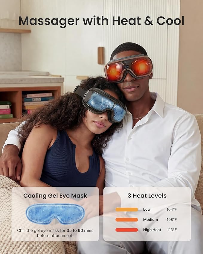 RENPHO Eye Massager with Heat and Cooling Voice Control, Mothers Day Gifts for Women Mom Her, FSA Eligible HSA, Massaging Eye Mask for Migraine Headache Dry Eyes and Stress Relief - Eyeris 3