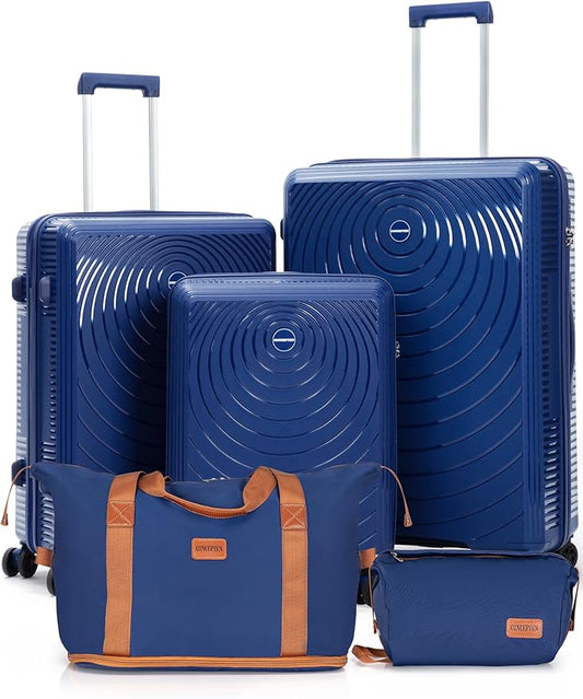 Luggage Sets 5 Piece,Lightweight,Impact-Resistant,Wear-Resistant Suitcases with Wheels, Hardshell Suitcase Set with Spinner Wheels, PP Carry on Luggage Set with TSA Lock, Travel Luggage