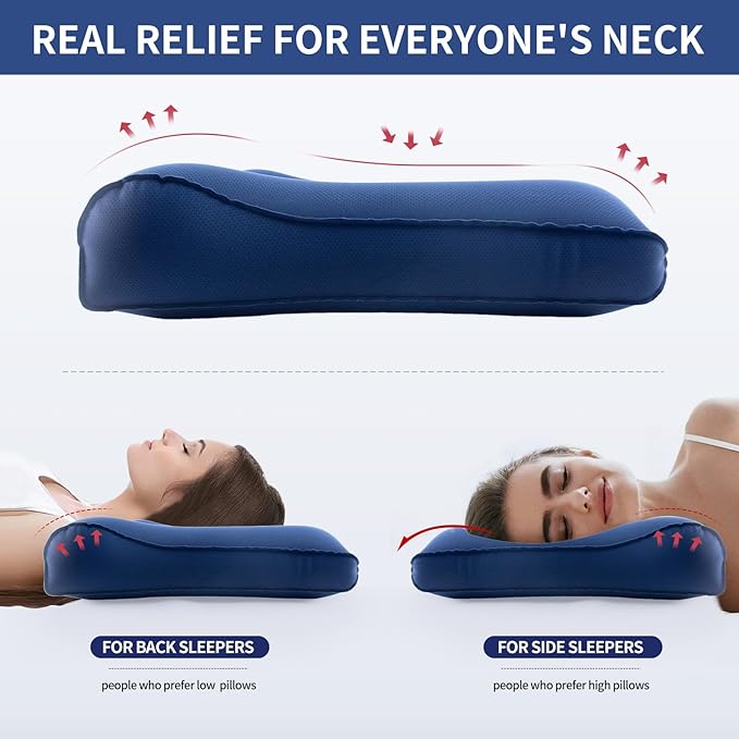 Multifunctional Seat Cushion,Inflatable Head Pillow,Adjustable Donut Pillow,Portable Backrest Cushion:Pressure Relief for Hemorrhoid, Tailbone Pain,Bed Sore,17.5"x17"x3.1"(Blue)