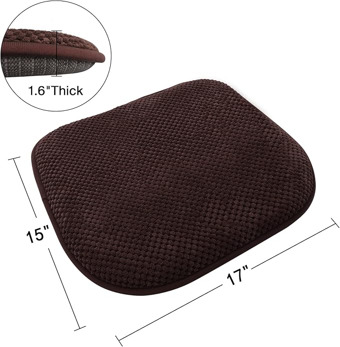 Brown Foam Seat Cushions Kitchen Chairs Pads for Dining Chairs 6 Pack Non Slip Patio Seat Cushions Washable U Shaped Soft Thick Large Metal Wooden Chair Cushions,17" x 15"