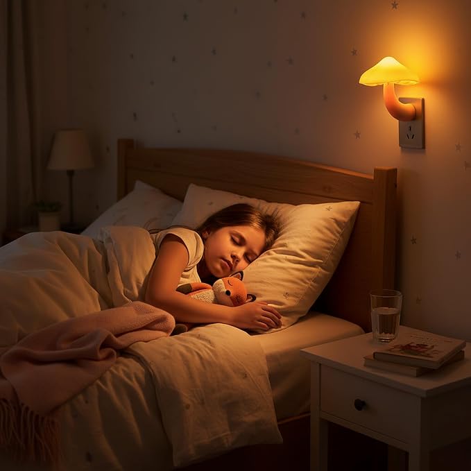 3 Pack LED Mushroom Night Light Plug in Lamp Warm Yellow Light Sensor Night Lights Plug into Wall, Dusk to Dawn Sensor NightLight for Adults Kids Room Bedroom Bathroom Hallway Kitchen