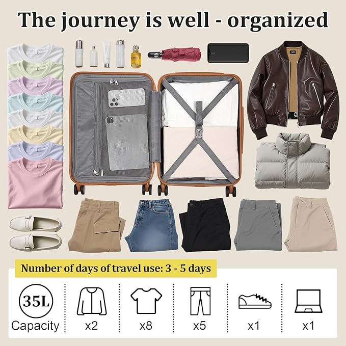 imiomo Hard Shell 20 Inch Carry on Luggage 3 Piece Set with Travel Backpack, Lightweight Hardside Carry-On Suitcase with Spinner Wheels and TSA Lock, Beige