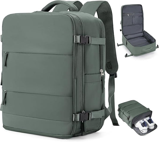 coowoz Large Travel Backpack Carry On for Women Man Waterproof Gym Backpacks Mochila de Viaje Teacher Travel Bag Essentials Personal Item Backpack Rucksack Airplane Accessories Must Haves Olive Green