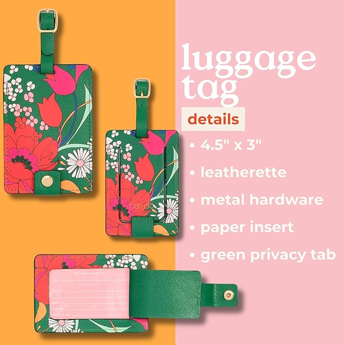 Ban.do Getaway Suitcase Tag for Travel, Durable Vegan Leather Luggage Identifier