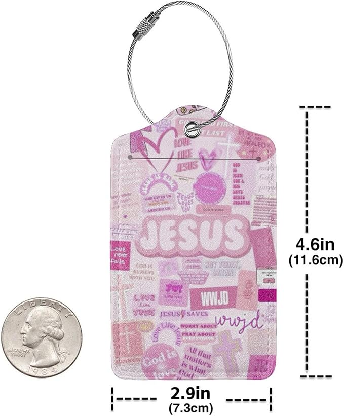 2 Pack Luggage Tags for suitcases God Jesus Christ Love TSA Approved Label Luggage Tag Baggage Tag Leather Stainless Steel Loop Label Tag for Men Women Travel Bag Suitcase