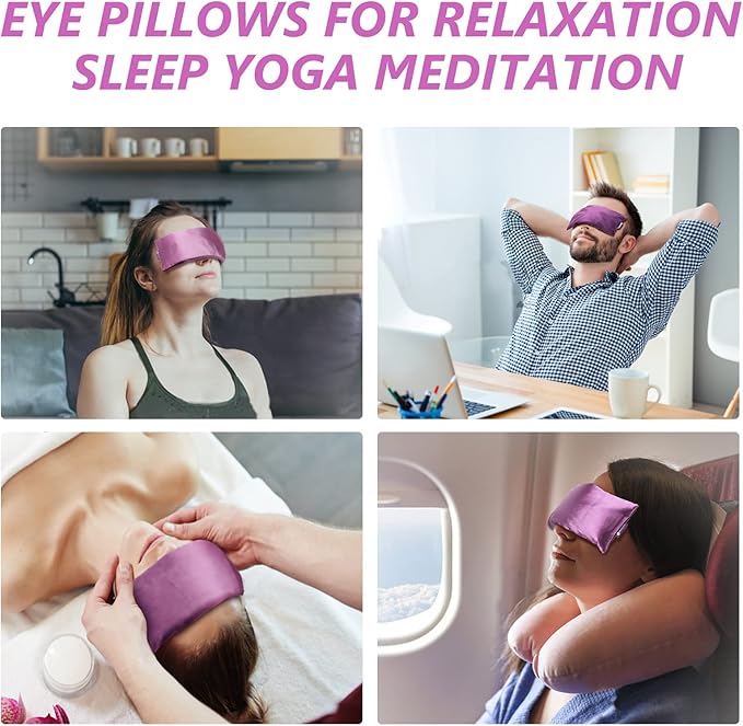 Lavender Eye Pillow for Relaxation, Yoga, Sleeping, Weighted Eye Mask Heated for Headache, Sinus, Dry Eye Relief, Moist Heat Eyes Compress, Meditation Accessories with Aromatherapy, Pack of 6