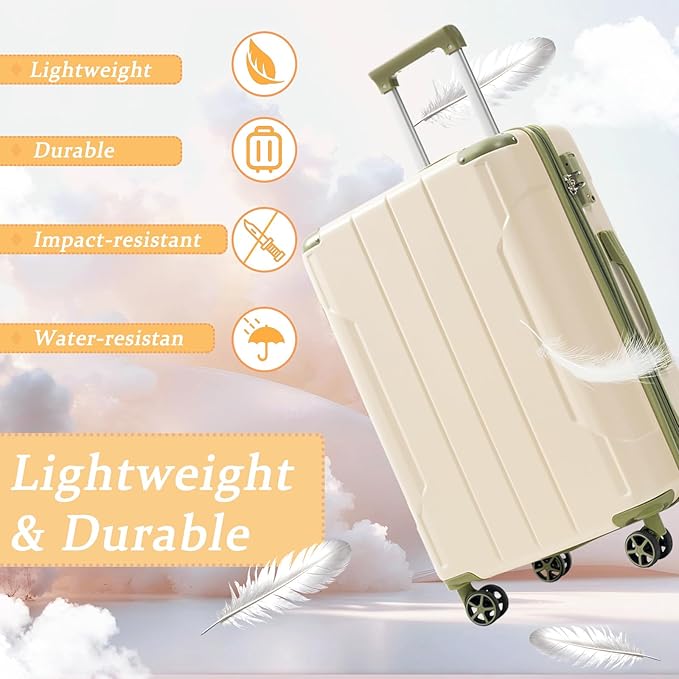 Merax 24 Inch Expandable Checked Luggage, Hardshell ABS Medium Suitcase with Spinner Wheels, TSA Lock, Lightweight Travel Suitcase for Long Trips and Vacations