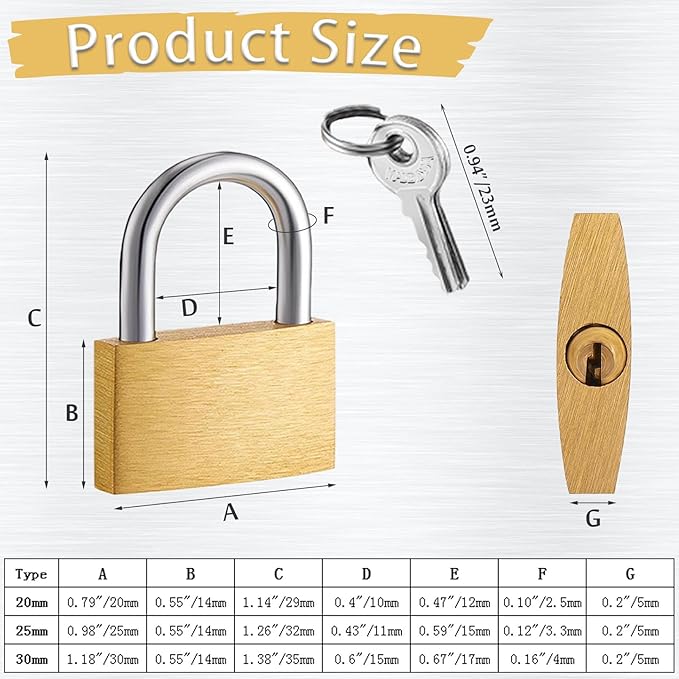 3 Pcs Small Solid Brass Locks with Keys, Mini Key Locks for Luggage Locks, Backpack Small Locks, Gym Locker Padlocks, Jewelry Box Locks… (20-25-30mm)