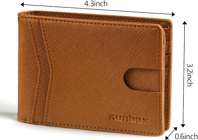 RUNBOX Wallet for Men Slim Rfid Leather 2 ID Window With Gift Box | Slim, Rfid, 2 ID Window, With Gift Box, Slim, Rfid