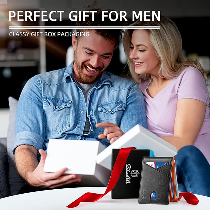 Zitahli Bifold Wallets for Men - Slim RFID Leather Credit Card Holder for 6-11 Cards, Minimalist Thin Wallet with ID Window & Cash Slot,Front Pockt Carteras Para Hombres, Birthday Gifts for Men | Slim, RFID Blocking, Premium, Front Pocket, Gift Box, Le...