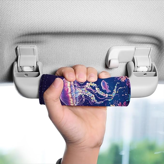 BIGCARJOB Jellyfish Luggage Handle Wraps Set Trolley Case Grip for Women Door Protection Cover Suitcase Handle Cover Gifts Suitcase Handle Wraps Travel Bags Set of 2