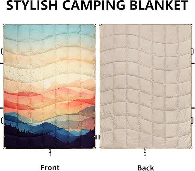 Camping Blanket, Puffy Blankets Lightweight Windproof Resistant for Outdoors,Hiking, Backpacking,Car,Picnic,Stadium