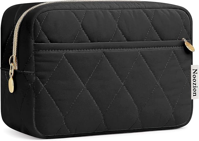Noozion Makeup Bag Travel Toiletry Bag, Puffy Padded Cosmetic Bag for Women, Makeup Organizer Case, Wide-open Pouch Purse, Travel Essentials