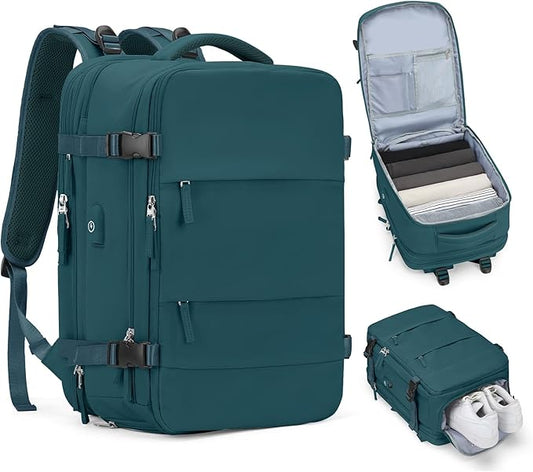 coofay Extra Large Backpack For Traveling On Airplane Carry On Backpack Flight Approved Personal Item Travel Backpack For Women Men Airline Approved Gym Bag With Shoe Compartment Weekender Hiking Bag