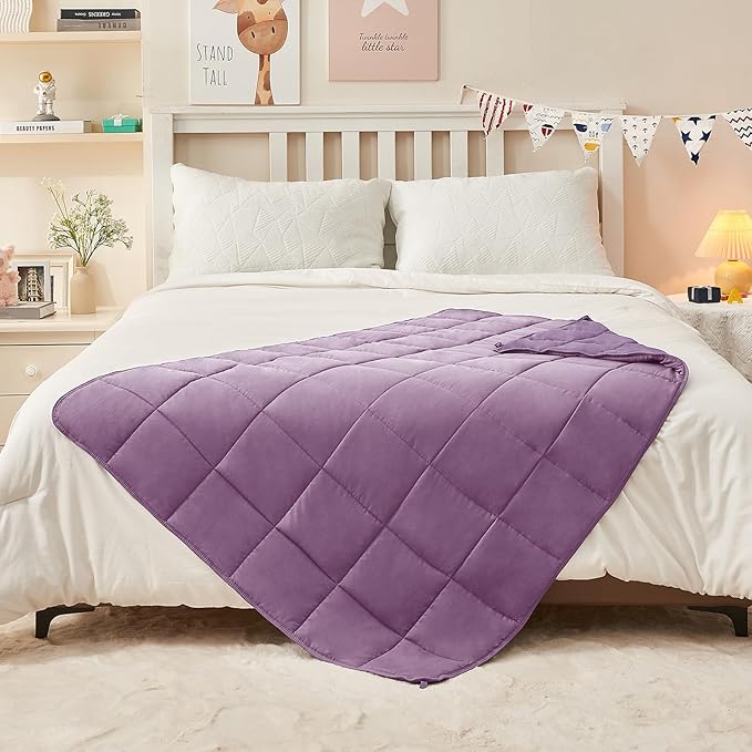 yescool Purple Weighted Blanket 10 Pounds Cooling Weighted Lap Blanket, Heavy Blanket for Sleeping, Weighted Throw Blanket Gifts for 80-110lbs, 40" x60