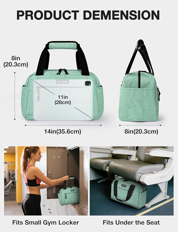 Noozion 14 inch Small Gym Bag for Women & Men, Lightweight Carry On Mini Duffle Bag with Multiple Pockets, Sports Bag for Travel and Workout.