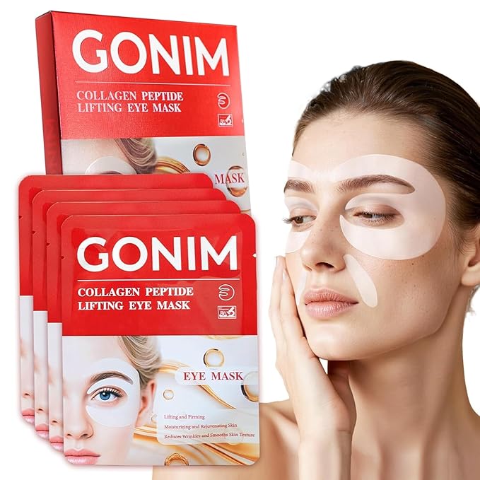 GONIM Under Eye Patches 360° Fit, Eye Mask with Collagen Peptide, Salmon DNA PDRN, Caffeine,Retinol & Niacinamide, PDRN Eye Patches for Puffy Eyes and Dark Circles, Gifts for Women, Hydrating 4 pairs