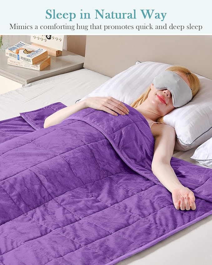 Topblan Weighted Blanket Queen Size 20lbs, Adult Weighted Blankets with Soft Warm Fabric for Sleeping and Calming, Adult Heavy Blanket for Sofa Bed, Purple, 60 x 80 inches