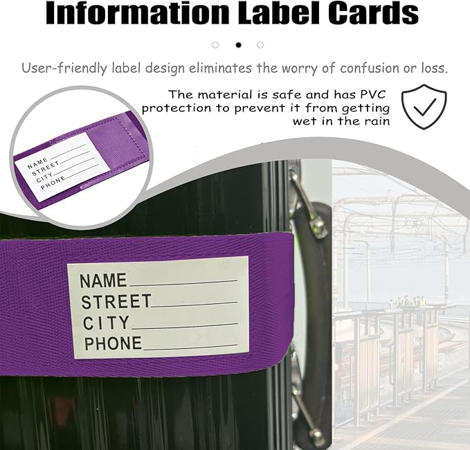 Luggage Straps TAS,Travel Strap with Name tag,Easy to Identify,Luggage Straps TSA Approved with Lock,Combination Luggage Lock with Adjustable Length,Compatible with 20-34 inch Luggage(Purple 1 Pack)