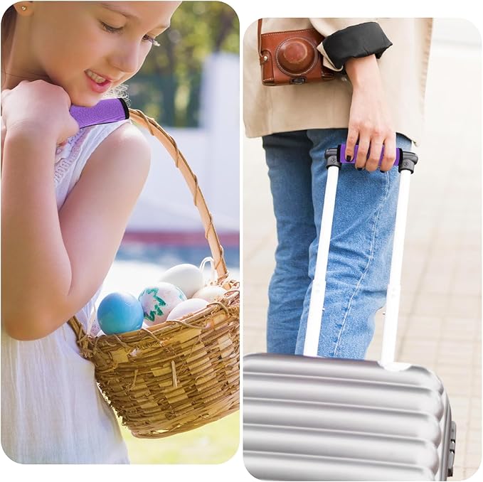 2 Pack Luggage Handle Wraps for Suitcase Bright Color Luggage Handle Covers Suitcase Tags identifiers Travel Accessories for Airplane/Flying (Purple)