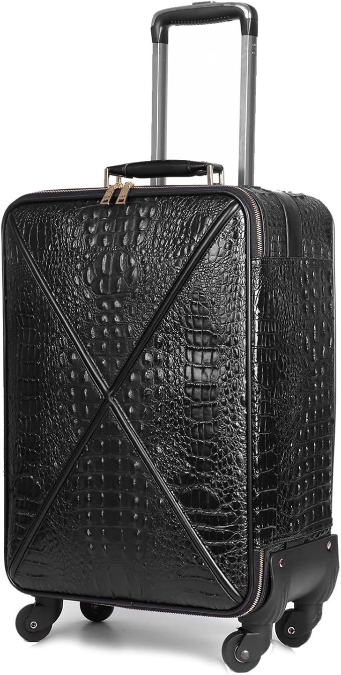 feilario Croco trolly luggage with spinner wheel softside suitcase lightweight checked bag