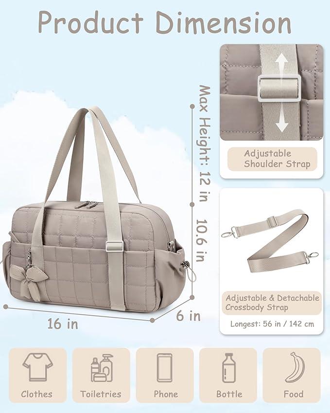 CAMTOP Gym Bag for Women, Lightweight Duffle Bag for Travel With Insulated Pocket and Wet Pocket, Small Carry On Bag for Dance Yoga Work (Camel, Medium-16")