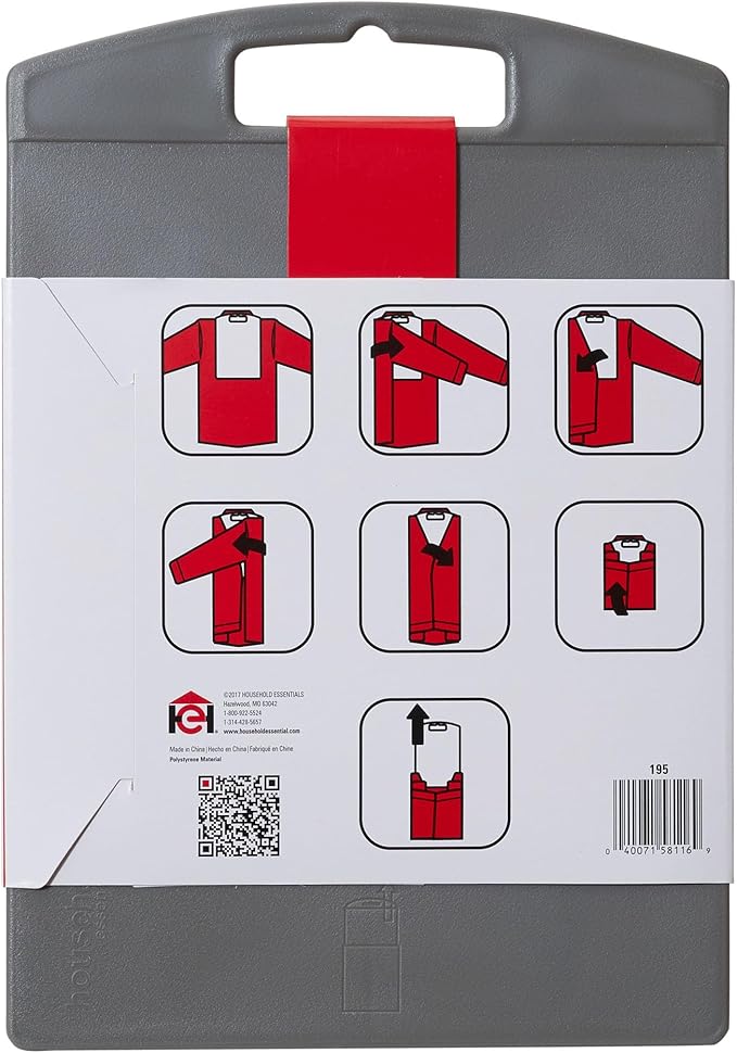 Household Essentials 195 Shirt Folding Board For T-Shirts, Polos And Dress Shirts, Black