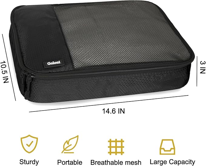 Packing Cubes for Travel Essentials,4 Set Packing Cubes for Suitcases,Lightweight Mesh Luggage Organizer Bag,Black