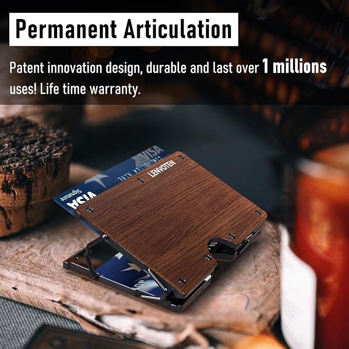 Lenvoten Upgraded Hinged Minimalist Wallet for Men | Slim Metal RFID Blocking Wallet | Credit Card Holder & Money Clip Holds 20 Cards | Premium Scratch-Resistant Finish | Ideal Gift for Men