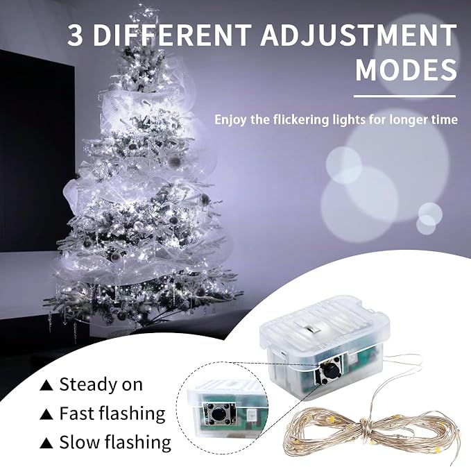 24 Pack Fairy Lights 7Ft 20 LED Twinkle String Lights 3 Modes Battery Operated Waterproof Firefly Starry for Mason Jar Wedding Party Bedroom Patio Christmas Day Table Centerpieces,Cold White