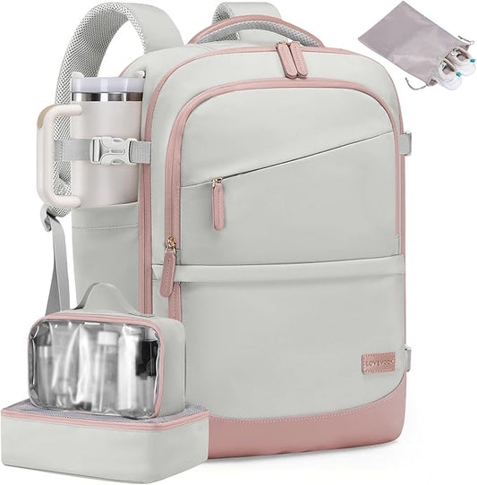 LOVEVOOK Travel Backpack for Women & Men, 40L Carry on Backpack Airline Approved, Large TSA Personal Item Travel Bag fits 17.3" Laptop, Business Weekender Bag for Essentials, 4Pcs