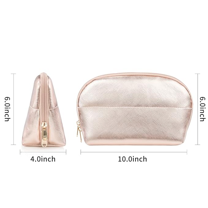 Ethereal Large Cosmetic Bag, Rose Gold Travel Makeup Bag Waterproof Makeup Organizer Bag Portable Makeup Bag Purse Small Toiletry Bag for Women