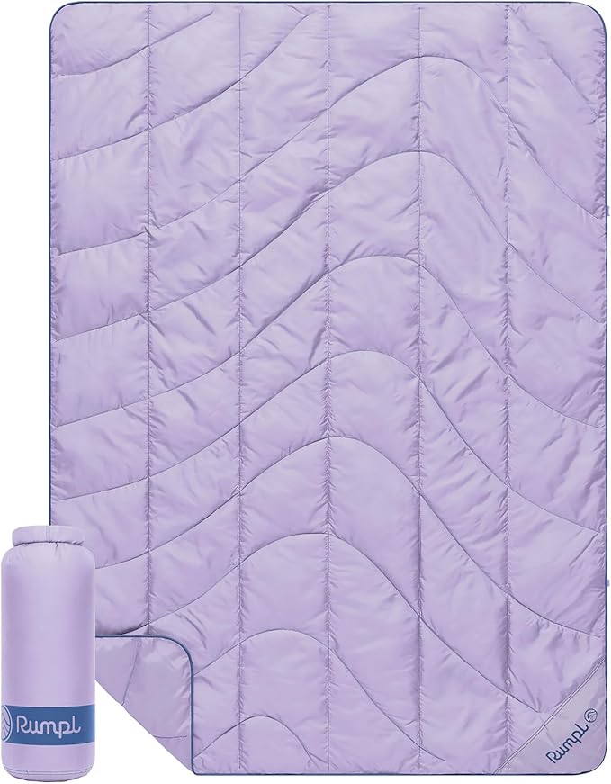 Rumpl Travel Puffy Blanket, Ultra-Packable Travel-Size Warmth and Comfort, Lavender