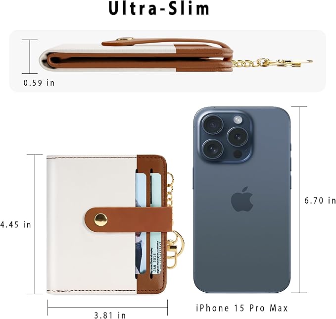 Airkit Small Wallets Woman RFID Blocking Leather Credit Card Holder - with ID Window - Card Wallets for Women - with Zipper Coin Purse - Keychain Wallet