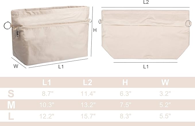 Vercord Handbag Purse Tote Pocketbook Organizer Insert Zipper Closure 11 Pockets 3 Sizes Many Colors