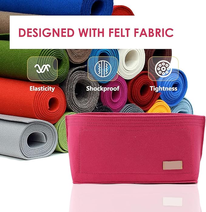 Premium Felt Purse Organizer Insert Compatible with Neverfull GM and More, Felt Bag Organizer Liner with Base Shaper for Tote Handbags,Rose/XL