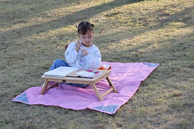 Orga'Neat Pocket Picnic Blanket, Sandproof Lightweight Pocket Camping Tarp, 55″x 39″ Foldable & Fits into Small Bag, Water Resistant Washable Quick Dry Compact Beach Mat for Outdoor Recreation