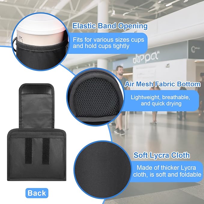 Desing Wish Luggage Cup Holder for Suitcases with Shoulder Strap Suitcase Cup Holder for Travel Luggage Drink Holder for Coffee Cups/Water Bottles/Soda Cans (Black)