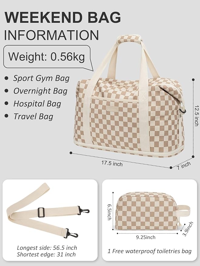 Expandable Travel Duffle Bags Weekender Overnight Bags for Women Men Hospital Bag for Women Labor Delivery with Toiletry Bag Waterproof