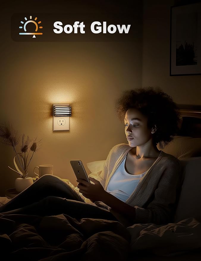 JandCase LED Night Light, [4 Pack] Night Lights Plug into Wall Dimmable | Dusk to Dawn Sensor, Plug in Night Light, Adjustable Brightness, 3000K Soft White Nightlight for Bedroom Bathroom Hallway