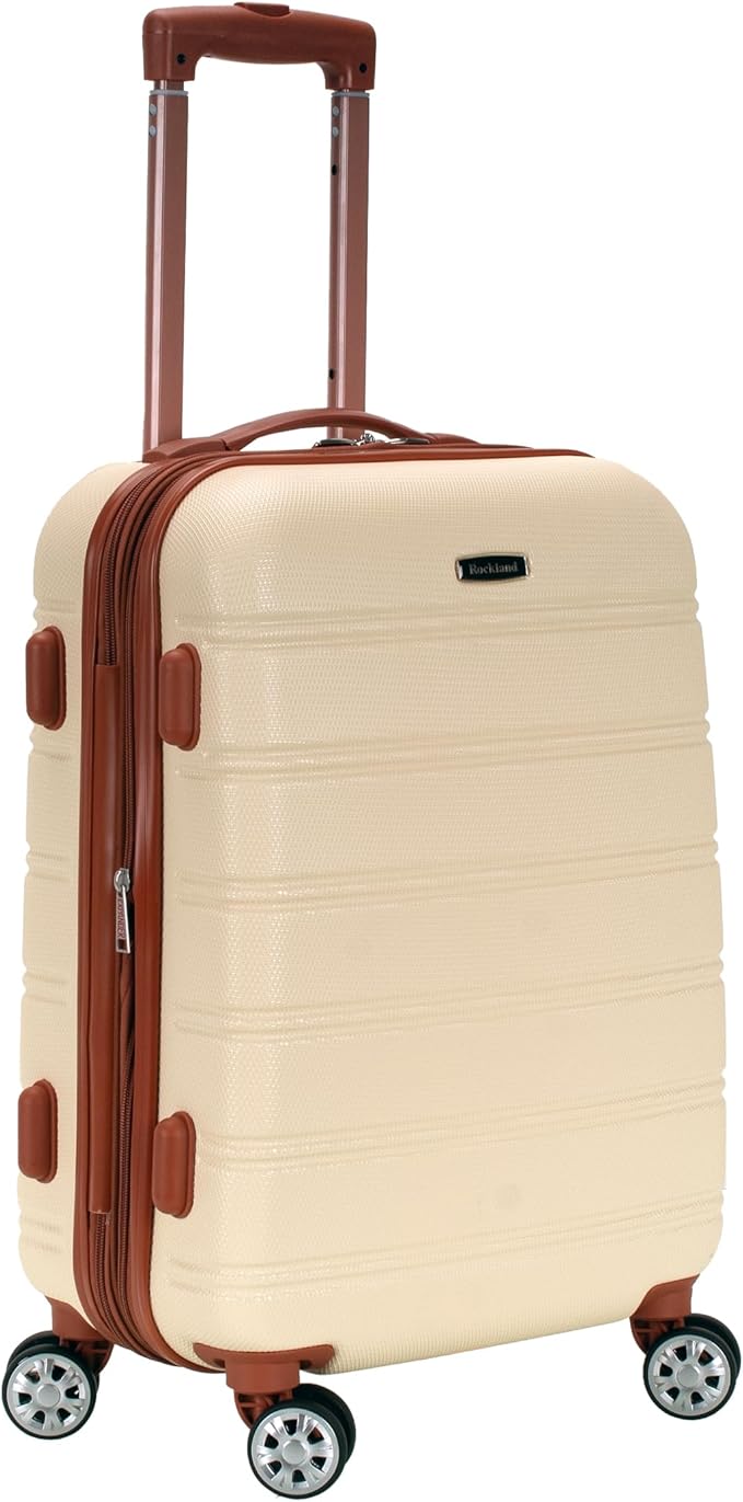 Rockland Melbourne Hardside Spinner Wheel Luggage, White, Carry-On 20-Inch