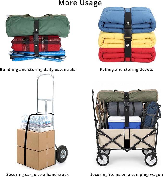 Luggage Straps 3 PCS for Suitcases TSA Approved 2 Short & 1 Long Adjustable Straps with Elastic Thick Rope for Connecting Suitcases and Bags Stably with Strap Buckle and Bottle Buckle Clip, Black